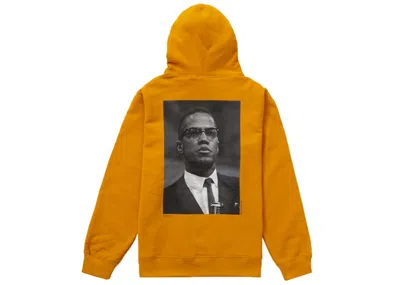 Pre-owned Supreme Men's  Roy Decarava Malcolm X Hooded Sweatshirt In Gold