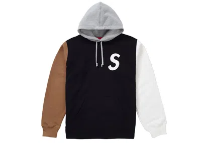 Pre-owned Supreme Men's  S Logo Colorblocked Hooded Sweatshirt In Black