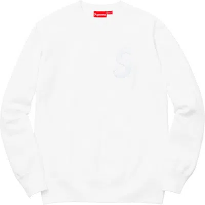 Pre-owned Supreme Men's  S Logo Crewneck Sweatshirt In White