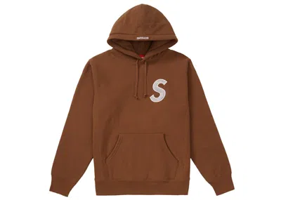 Pre-owned Supreme Men's  S Logo Hooded Sweatshirt (fw18) In Brown