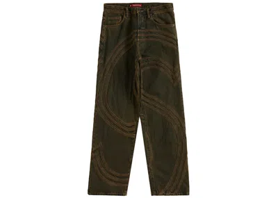 Pre-owned Supreme Men's  S Logo Loose Fit Jean In Dirty Green