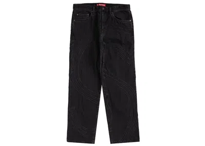 Pre-owned Supreme Men's  S Logo Loose Fit Jean In Washed Black