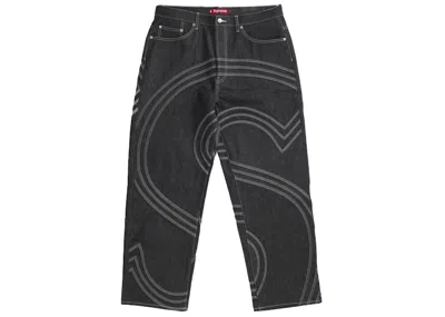 Pre-owned Supreme Men's  S Logo Rigid Baggy Jean In Black