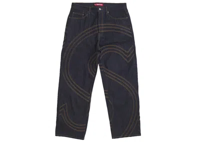 Pre-owned Supreme Men's  S Logo Rigid Baggy Jean In Rigid Indigo