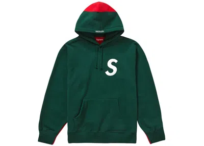 Pre-owned Supreme Men's  S Logo Split Hooded Sweatshirt In Dark Green