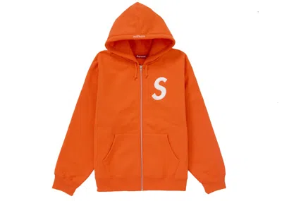 Pre-owned Supreme Men's  S Logo Zip Up Hooded Sweatshirt (fw24) In Bright Orange