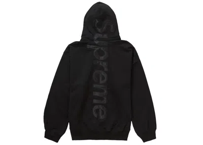 Pre-owned Supreme Men's  Satin Appliqué Hooded Sweatshirt (fw23) In Black