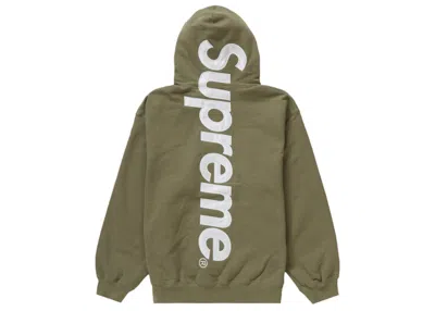 Pre-owned Supreme Men's  Satin Appliqué Hooded Sweatshirt (fw23) In Light Olive In Green