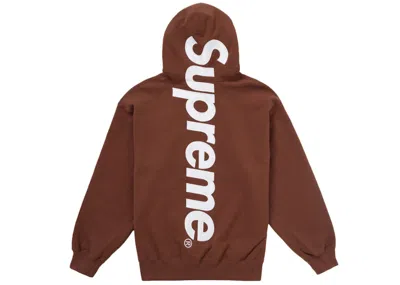 Pre-owned Supreme Men's  Satin Applique Hooded Sweatshirt Fw24 In Brown