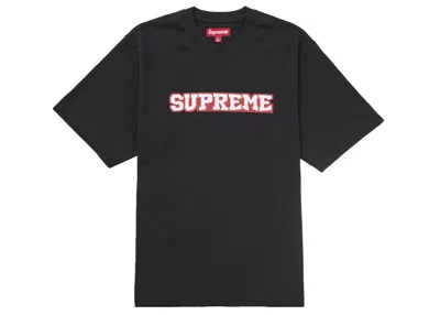 Pre-owned Supreme Men's  Satin Appliqué Short Sleeve Top In Black