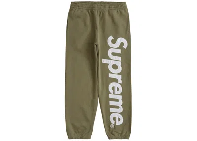 Pre-owned Supreme Men's  Satin Appliqué Sweatpant (fw23) In Light Olive In Green