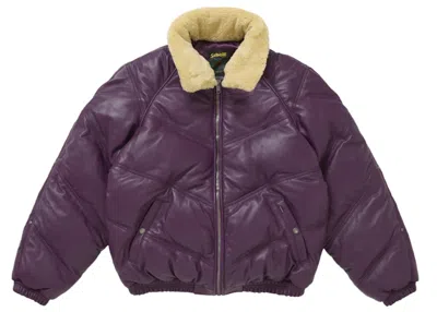 Pre-owned Supreme Men's  Schott Chevron Leather Down Puffer Jacket In Purple