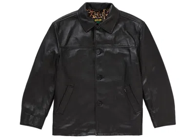 Pre-owned Supreme Men's  Schott Leather Car Coat (ss25) In Black