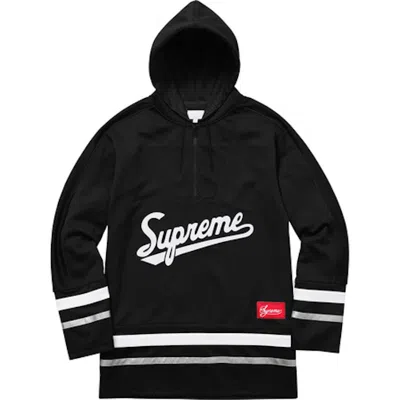 Pre-owned Supreme Men's  Script Hooded Hockey Top In Black
