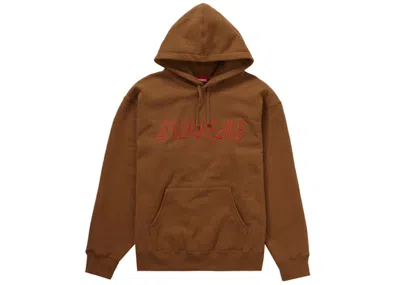 Pre-owned Supreme Men's  Script Hooded Sweatshirt In Light Brown