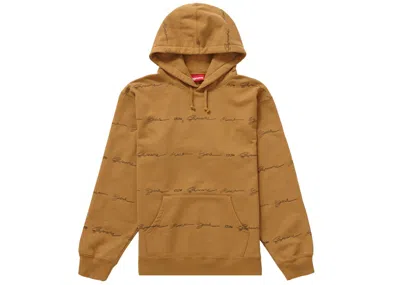Pre-owned Supreme Men's  Script Stripe Hooded Sweatshirt In Dark Mustard In Yellow