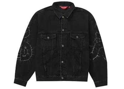 Pre-owned Supreme Men's  Shibori Denim Trucker Jacket In Black