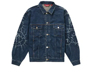 Pre-owned Supreme Men's  Shibori Denim Trucker Jacket In Rigid Indigo In Blue