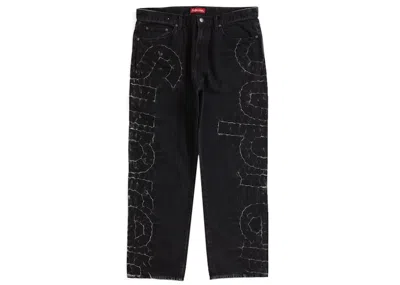 Pre-owned Supreme Men's  Shibori Loose Fit Jean In Black