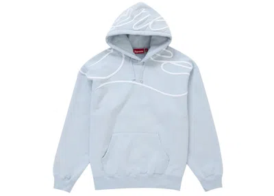 Pre-owned Supreme Men's  Shoulder Script Hooded Sweatshirt In Dusty Blue