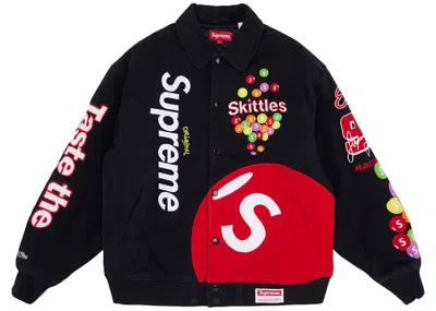 Pre-owned Supreme Men's  Skittles Mitchell & Ness Varsity Jacket In Black