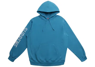 Pre-owned Supreme Men's  Sleeve Embroidery Hooded Sweatshirt In Dark Aqua In Blue