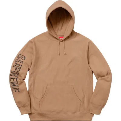 Pre-owned Supreme Men's  Sleeve Embroidery Hooded Sweatshirt In Light Brown