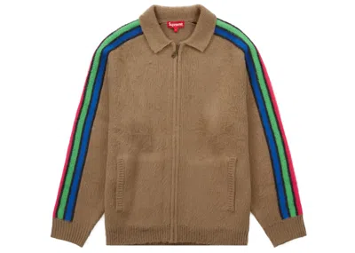 Pre-owned Supreme Men's  Sleeve Stripe Zip Up Sweater In Dusty Brown