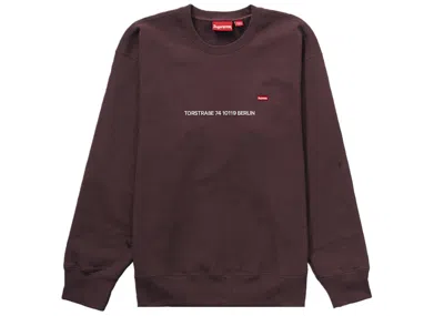 Pre-owned Supreme Men's  Small Box Crewneck Sweatshirt (berlin Shop Exclusive) In Dark Brown