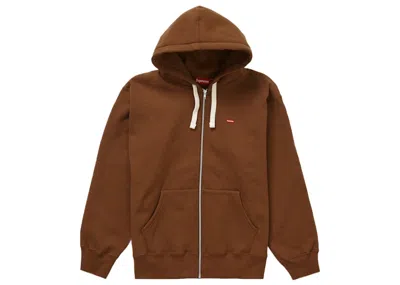 Pre-owned Supreme Men's  Small Box Drawcord Zip Up Hooded Sweatshirt In Brown