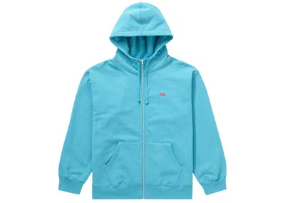 Pre-owned Supreme Men's  Small Box Facemask Zip Up Hooded Sweatshirt (fw21) In Cyan