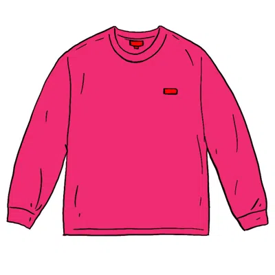 Pre-owned Supreme Men's  Small Box Long Sleeve Tee Shirt (ss21) In Fuchsia In Pink