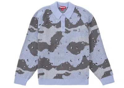 Pre-owned Supreme Men's  Small Box Polo Shirt Sweater (fw24) In Blue Camo