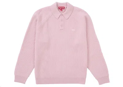 Pre-owned Supreme Men's  Small Box Polo Shirt Sweater (fw24) In Pink