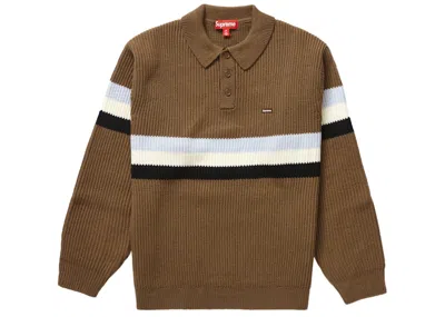 Pre-owned Supreme Men's  Small Box Polo Shirt Sweater In Dark Brown
