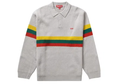 Pre-owned Supreme Men's  Small Box Polo Shirt Sweater In Grey