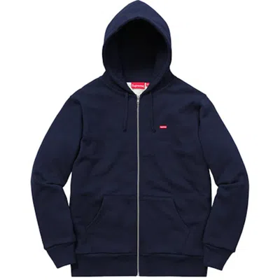 Pre-owned Supreme Men's  Small Box Thermal Zip Up Hoodie In Navy Blue