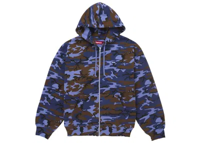Pre-owned Supreme Men's  Small Box Zip Up Hooded Sweatshirt (ss25) In Blue Camo