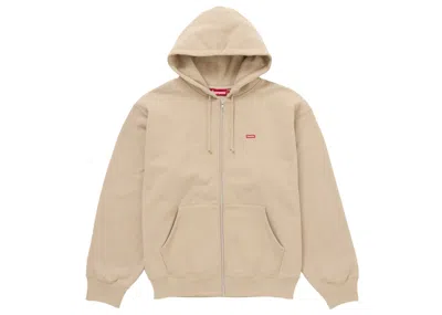 Pre-owned Supreme Men's  Small Box Zip Up Hooded Sweatshirt (ss25) In Tan In Brown