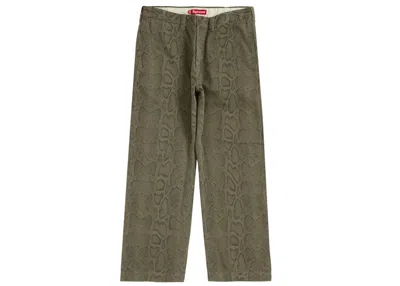 Pre-owned Supreme Men's  Snake Print Chino Pant In Olive