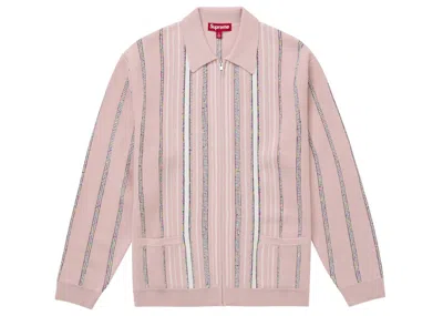 Pre-owned Supreme Men's  Speckle Stripe Zip Up Cardigan In Pink
