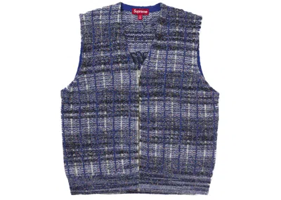 Pre-owned Supreme Men's  Speckled Zip Up Sweater Vest In Blue