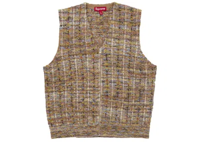 Pre-owned Supreme Men's  Speckled Zip Up Sweater Vest In Tan