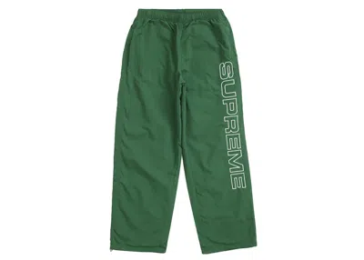 Pre-owned Supreme Men's  Spellout Embroidered Track Pant (fw24) In Dark Green