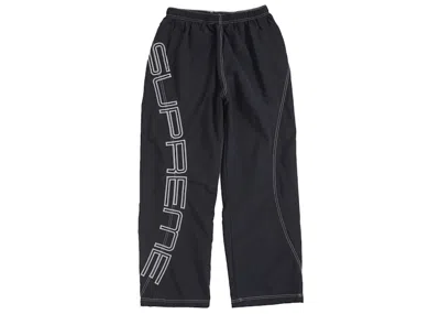 Pre-owned Supreme Men's  Spellout Embroidered Track Pant (ss25) In Black