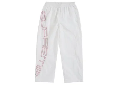 Pre-owned Supreme Men's  Spellout Embroidered Track Pant (ss25) In Ivory In White