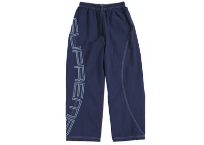 Pre-owned Supreme Men's  Spellout Embroidered Track Pant (ss25) In Navy Blue