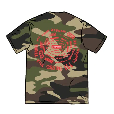 Pre-owned Supreme Men's  Spiral Tee Shirt In Woodland Camo