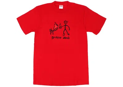 Pre-owned Supreme Men's  Spitfire Cat T-shirt In Red