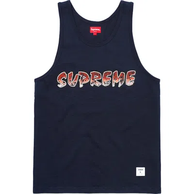 Pre-owned Supreme Men's  Splatter Tank Top In Navy Blue